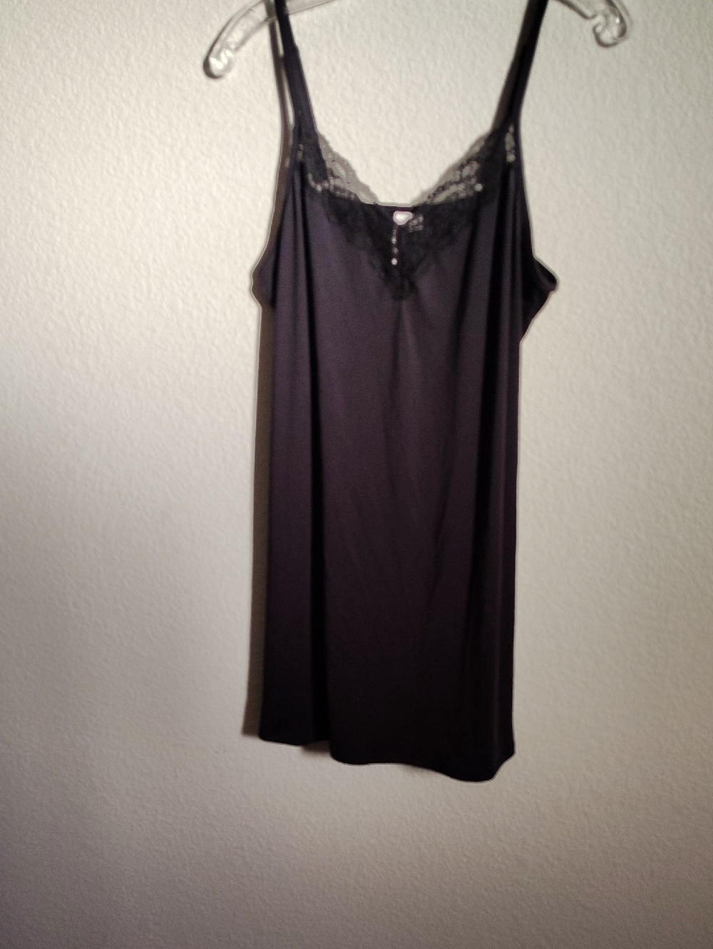Joyspun Size M Adjustable Spaghetti Straps Black Lace Trim Slip On